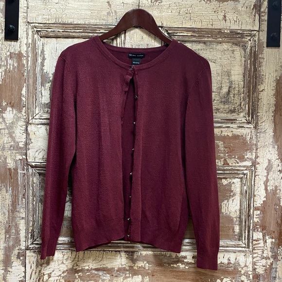 Vintage New York & Company Burgundy Button Down Sweater, Size XL - Picture 1 of 6